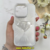 قاب گوشی iPhone 15 Pro آیفون لیزری الماسی لاکچری اورجینال Mobile Case لنز نگین دار دوتیکه نقره ای کد 82402