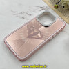 قاب گوشی iPhone 15 Pro آیفون لیزری الماسی لاکچری اورجینال Mobile Case لنز نگین دار دوتیکه رزگلد کد 82403