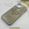 قاب گوشی iPhone 15 آیفون لیزری الماسی لاکچری اورجینال Mobile Case لنز نگین دار دوتیکه خاکستری کد 82397