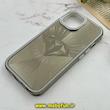 قاب گوشی iPhone 15 آیفون لیزری الماسی لاکچری اورجینال Mobile Case لنز نگین دار دوتیکه خاکستری کد 82397