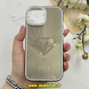 قاب گوشی iPhone 15 آیفون لیزری الماسی لاکچری اورجینال Mobile Case لنز نگین دار دوتیکه خاکستری کد 82397