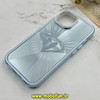 قاب گوشی iPhone 15 آیفون لیزری الماسی لاکچری اورجینال Mobile Case لنز نگین دار دوتیکه آبی کد 82398