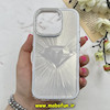 قاب گوشی iPhone 16 Pro آیفون لیزری الماسی لاکچری اورجینال Mobile Case لنز نگین دار دوتیکه نقره ای کد 82414
