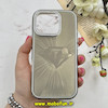 قاب گوشی iPhone 16 Pro آیفون لیزری الماسی لاکچری اورجینال Mobile Case لنز نگین دار دوتیکه خاکستری کد 82415