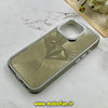 قاب گوشی iPhone 16 Pro آیفون لیزری الماسی لاکچری اورجینال Mobile Case لنز نگین دار دوتیکه خاکستری کد 82415