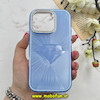 قاب گوشی iPhone 16 Pro آیفون لیزری الماسی لاکچری اورجینال Mobile Case لنز نگین دار دوتیکه آبی کد 82416