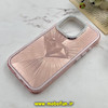 قاب گوشی iPhone 16 Pro آیفون لیزری الماسی لاکچری اورجینال Mobile Case لنز نگین دار دوتیکه رزگلد کد 82417