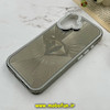 قاب گوشی iPhone 16 آیفون لیزری الماسی لاکچری اورجینال Mobile Case لنز نگین دار دوتیکه خاکستری کد 82412