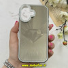 قاب گوشی iPhone 16 آیفون لیزری الماسی لاکچری اورجینال Mobile Case لنز نگین دار دوتیکه خاکستری کد 82412