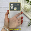 قاب گوشی Redmi 12C / Poco C55 / Redmi 11A شیائومی الکتروپلیتینگ ژله ای شفاف اورجینال Camera Lens محافظ لنز دار طلایی کد 82332