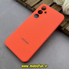 قاب گوشی Galaxy A55 سامسونگ سیلیکونی اورجینال پاک کنی درجه یک زیربسته محافظ لنز دار نارنجی کد 82718