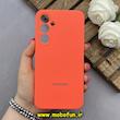 قاب گوشی Galaxy A55 سامسونگ سیلیکونی اورجینال پاک کنی درجه یک زیربسته محافظ لنز دار نارنجی کد 82718