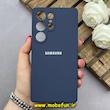 قاب گوشی Galaxy S25 Ultra سامسونگ سیلیکونی اورجینال پاک کنی درجه یک زیربسته محافظ لنز دار سرمه ای کد 82766