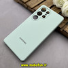قاب گوشی Galaxy S25 Ultra سامسونگ سیلیکونی اورجینال پاک کنی درجه یک زیربسته محافظ لنز دار سبز پاستلی کد 82768