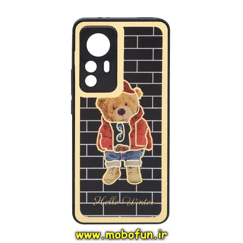 قاب گوشی Xiaomi 12T / Xiaomi 12T Pro / Redmi K50 Ultra شیائومی پشت گلس سرامیکی طلاکوب محافظ لنزدار طرح تدی کد 74610