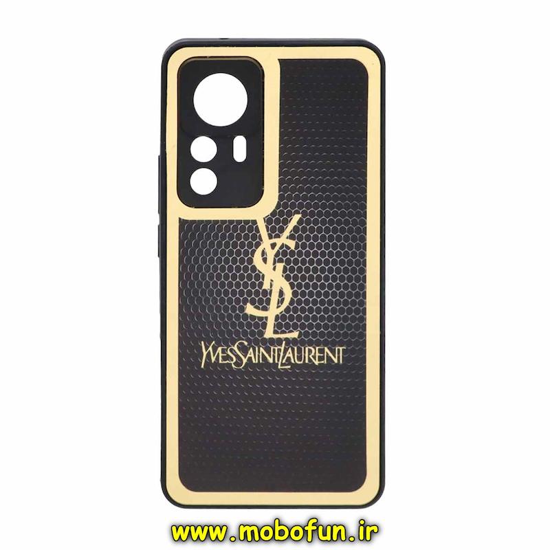 قاب گوشی Xiaomi 12T / Xiaomi 12T Pro / Redmi K50 Ultra شیائومی پشت گلس سرامیکی طلاکوب YSL محافظ لنزدار کد 74615