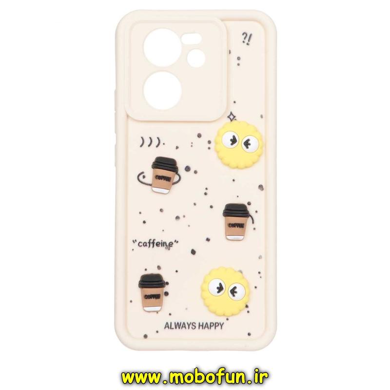 قاب گوشی Xiaomi 13T / Xiaomi 13T Pro شیائومی طرح سیلیکونی Solid عروسکی برجسته محافظ لنزدار طرح CUTE کرم کد 74616
