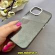 قاب گوشی iPhone 13 / iPhone 14 آیفون اورجینال Q SERIES سخت HARD شاین اکلیلی قلبی محافظ لنز نگین دار خاکستری کد 83159