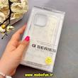 قاب گوشی iPhone 15 Pro Max آیفون اورجینال Q SERIES سخت HARD شاین اکلیلی قلبی محافظ لنز نگین دار سفید کد 83167