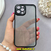 قاب گوشی iPhone 12 Pro آیفون پشت طلق شفاف دور سیلیکونی اورجینال فلزی متال کیس Metal Case برند FOCUS PIXEL مشکی کد 83192