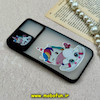 قاب گوشی iPhone 12 / iPhone 12 Pro آیفون پشت مات طرح دار محافظ لنزدار کشویی طرح یونیکورن مشکی کد 84487