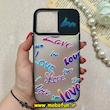 قاب گوشی iPhone 12 Pro Max آیفون پشت مات طرح دار محافظ لنزدار کشویی طرح Love مشکی کد 84496