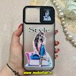 قاب گوشی iPhone 12 Pro Max آیفون پشت مات طرح دار محافظ لنزدار کشویی طرح دخترونه مشکی کد 84508