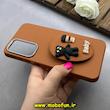 قاب گوشی Galaxy A16 سامسونگ لدر دیزاین SOFT Lether Design سیلیکونی پاپ سوکت دار عروسکی طرح چرم عسلی کد 83303