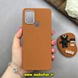 قاب گوشی Galaxy A21S سامسونگ لدر دیزاین SOFT Lether Design سیلیکونی پاپ سوکت دار عروسکی طرح چرم عسلی کد 83312