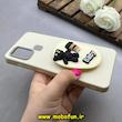 قاب گوشی Galaxy A21S سامسونگ لدر دیزاین SOFT Lether Design سیلیکونی پاپ سوکت دار عروسکی طرح چرم کرم کد 83314