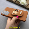 قاب گوشی Galaxy A22 4G / M32 4G سامسونگ لدر دیزاین SOFT Lether Design سیلیکونی پاپ سوکت دار عروسکی طرح چرم عسلی کد 83315