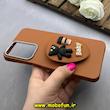 قاب گوشی Galaxy A23 سامسونگ لدر دیزاین SOFT Lether Design سیلیکونی پاپ سوکت دار عروسکی طرح چرم عسلی کد 83318