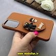 قاب گوشی Galaxy A25 سامسونگ لدر دیزاین SOFT Lether Design سیلیکونی پاپ سوکت دار عروسکی طرح چرم عسلی کد 83324