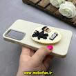 قاب گوشی Galaxy A34 سامسونگ لدر دیزاین SOFT Lether Design سیلیکونی پاپ سوکت دار عروسکی طرح چرم کرم کد 83338