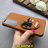 قاب گوشی Galaxy A35 سامسونگ لدر دیزاین SOFT Lether Design سیلیکونی پاپ سوکت دار عروسکی طرح چرم عسلی کد 83339
