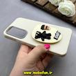 قاب گوشی Galaxy A54 سامسونگ لدر دیزاین SOFT Lether Design سیلیکونی پاپ سوکت دار عروسکی طرح چرم کرم کد 83356