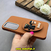 قاب گوشی Galaxy S23 FE سامسونگ لدر دیزاین SOFT Lether Design سیلیکونی پاپ سوکت دار عروسکی طرح چرم عسلی کد 83435