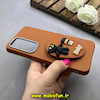 قاب گوشی Galaxy S24 FE سامسونگ لدر دیزاین SOFT Lether Design سیلیکونی پاپ سوکت دار عروسکی طرح چرم عسلی کد 83441