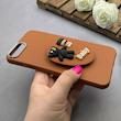 قاب گوشی iPhone 7 Plus / iPhone 8 Plus آیفون لدر دیزاین SOFT Lether Design سیلیکونی پاپ سوکت دار عروسکی طرح چرم عسلی کد 83360