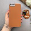 قاب گوشی iPhone 7 Plus / iPhone 8 Plus آیفون لدر دیزاین SOFT Lether Design سیلیکونی پاپ سوکت دار عروسکی طرح چرم عسلی کد 83360