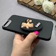 قاب گوشی iPhone 7 Plus / iPhone 8 Plus آیفون لدر دیزاین SOFT Lether Design سیلیکونی پاپ سوکت دار عروسکی طرح چرم مشکی کد 83361
