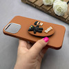 قاب گوشی iPhone 12 Pro Max آیفون لدر دیزاین SOFT Lether Design سیلیکونی پاپ سوکت دار عروسکی طرح چرم عسلی کد 83370