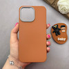 قاب گوشی iPhone 15 Pro Max آیفون لدر دیزاین SOFT Lether Design سیلیکونی پاپ سوکت دار عروسکی طرح چرم عسلی کد 83378