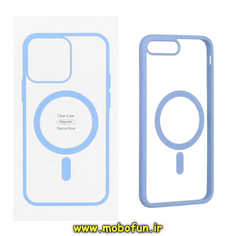 قاب گوشی iPhone 7 Plus / iPhone 8 Plus آیفون  اورجینال Clear Case مگ سیف Space Mag safe طرح طلقی شیشه ای شفاف آبی کد 85593