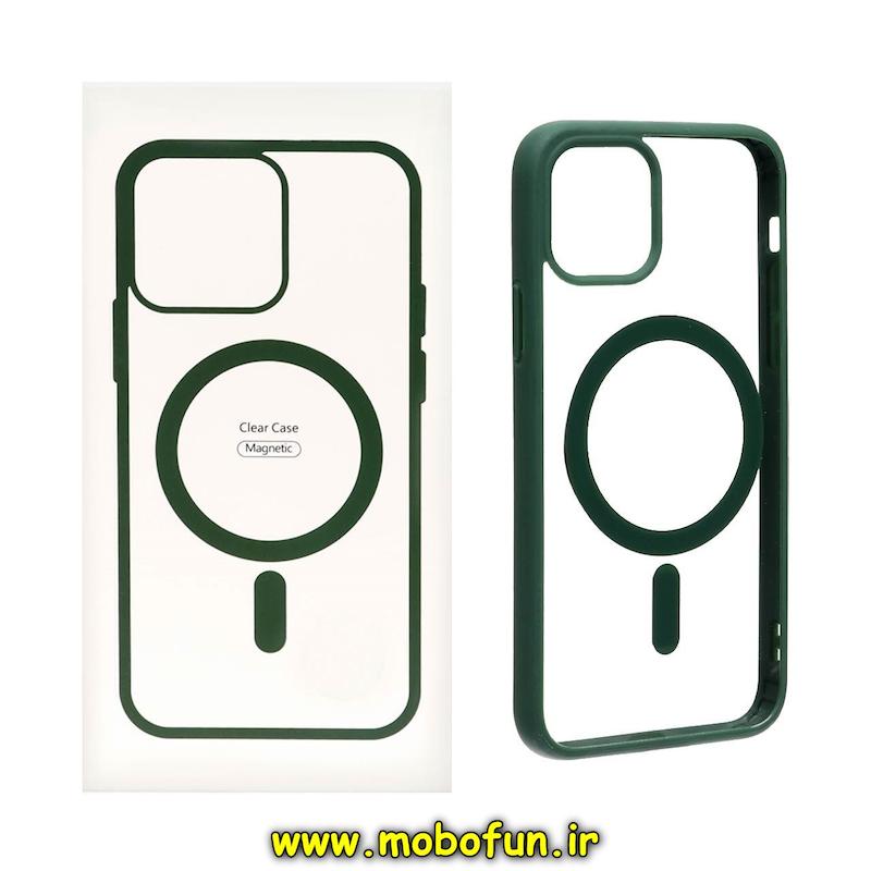قاب گوشی iPhone 15 Pro آیفون  اورجینال Clear Case مگ سیف Space Mag safe طرح طلقی شیشه ای شفاف سبز کد 85668