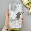 قاب گوشی iPhone 15 Pro Max آیفون ماربل لاکچری بالشتی ژله ای محافظ لنزدار طرح پروانه کیوت کد 84273