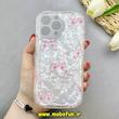 قاب گوشی iPhone 15 Pro Max آیفون ماربل لاکچری بالشتی ژله ای محافظ لنزدار طرح پاپیون کیوت کد 84275