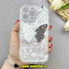 قاب گوشی iPhone 16 Pro Max آیفون ماربل لاکچری بالشتی ژله ای محافظ لنزدار طرح پروانه کیوت کد 84287