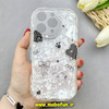 قاب گوشی iPhone 16 Pro آیفون ماربل لاکچری بالشتی ژله ای محافظ لنزدار طرح پاپیون کیوت کد 84281