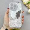 قاب گوشی iPhone 16 Pro آیفون ماربل لاکچری بالشتی ژله ای محافظ لنزدار طرح پروانه کیوت کد 84285